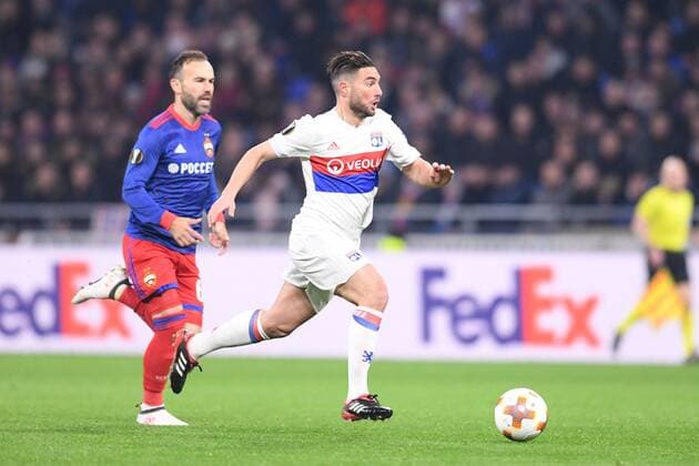 12 JORDAN FERRI (OL) - 66 BIBRAS NATCHO (CSKA) FOOTBALL : Lyon vs CSKA Moscou - Ligue Europa - 15 03 2018 FEP Panoramic 