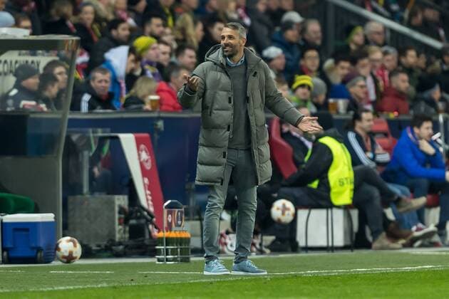 Salzburg, Oesterreich 15.03.2018, UEFA Europa League - 2017 18 Season, Round of 16, Second leg, Red Bull Salzburg - BV Borussia Dortmund, Trainer Marco Rose (FCS) gestikuliert, gestik ( DeFodi048