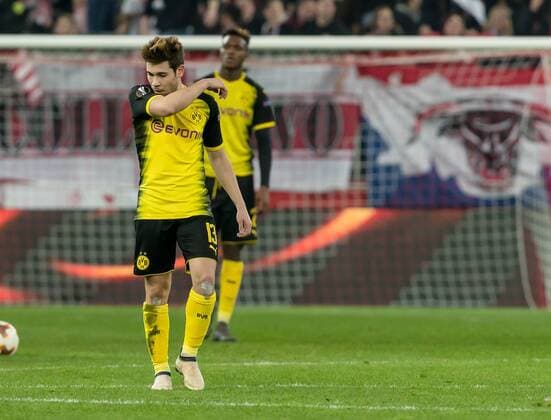 Salzburg, Oesterreich 15.03.2018, UEFA Europa League - 2017 18 Season, Round of 16, Second leg, Red Bull Salzburg - BV Borussia Dortmund, Raphael Guerreiro (BVB) enttaeuscht ( DeFodi048