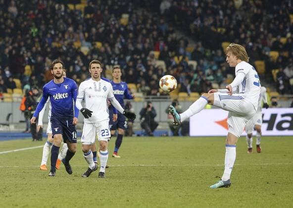 March 15, 2018 - Kiev, Ukraine - Dynamo Kyiv FC s Artem Shabanov in action during the 2nd leg of Round 16 UEFA Europa League match at a NSC Olimpiyskyi in Kyiv, Ukraine, March 15, 2018. Dynamo Kiev v Lazio - UEFA Europa League Round of 16: Second Leg  - ZUMAn230 20180315_zaa_n230_525 Copyright: xSergiixKharchenkox