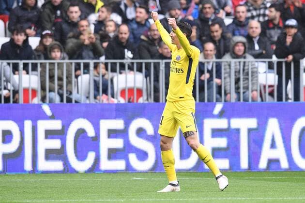 Fußball, OGC Nizza - Paris St. Germain 11 ANGEL DI MARIA (PSG) - JOIE FOOTBALL : Nice vs Paris SG - Ligue 1 Conforama - 18 03 2018 FEP Panoramic 