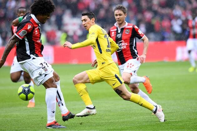 Fußball, OGC Nizza - Paris St. Germain 11 ANGEL DI MARIA (PSG) FOOTBALL : Nice vs Paris SG - Ligue 1 Conforama - 18 03 2018 FEP Panoramic 