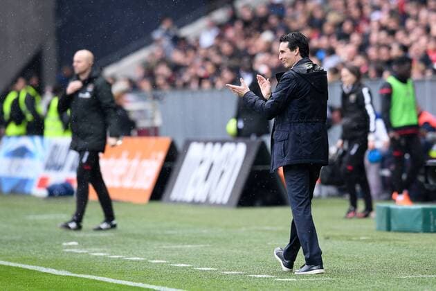 Fußball, OGC Nizza - Paris St. Germain UNAI EMERY (ENTRAINEUR PSG) FOOTBALL : Nice vs Paris SG - Ligue 1 Conforama - 18 03 2018 FEP Panoramic 