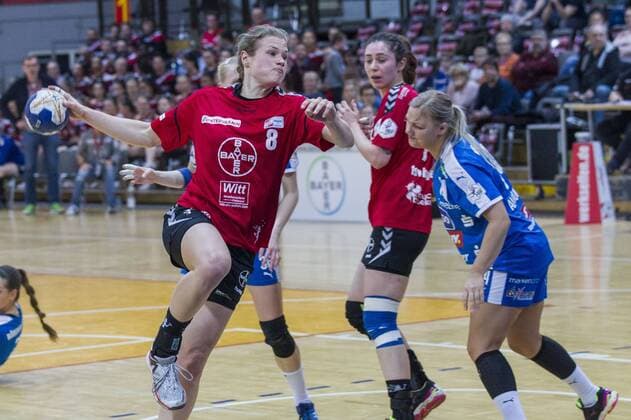 Handball-Bundesliga TSV Bayer 04 Leverkusen vs. HC Rödertal 20:19 Handball-Bundesliga TSV Bayer 04 Leverkusen vs. HC Rödertal 20:19 am 18. 3. 2018 Leverkusen, Ostermann-Arena, Deutschland Photo: Ralf Kardes Elfe Sally Potocki (8) RM RL