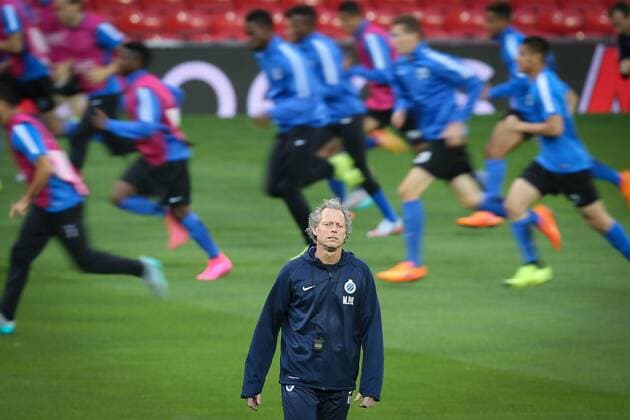 - MANCHESTER, UNITED KINGDOM: Club s head coach Michel Preud homme pictured during a training session of Belgian soccer team Club Brugge KV in Manchester, United Kingdom, Monday 17 August 2015. Tomorrow Club is playing British soccer club Manchester United ManU FC, the first leg game of the play-offs for the UEFA Champions League competition. BRUNOxFAHY x84299428x