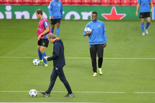 - MANCHESTER, UNITED KINGDOM: Club s Obbi Oulare pictured during a training session of Belgian soccer team Club Brugge KV in Manchester, United Kingdom, Monday 17 August 2015. Tomorrow Club is playing British soccer club Manchester United ManU FC, the first leg game of the play-offs for the UEFA Champions League competition. BRUNOxFAHY x84299458x