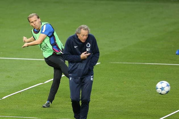 - MANCHESTER, UNITED KINGDOM: Club s Rudy Ruud Vormer and Club s head coach Michel Preud homme pictured during a training session of Belgian soccer team Club Brugge KV in Manchester, United Kingdom, Monday 17 August 2015. Tomorrow Club is playing British soccer club Manchester United ManU FC, the first leg game of the play-offs for the UEFA Champions League competition. BRUNOxFAHY x84299691x