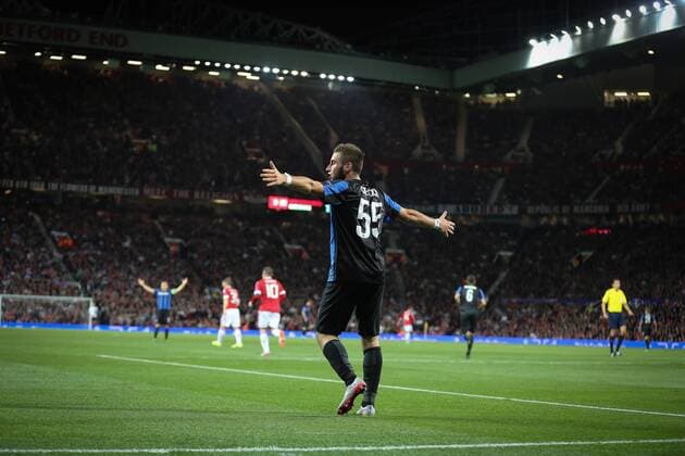- MANCHESTER, UNITED KINGDOM: Club s Tuur Dierckx reacts during a soccer game between British club Manchester United ManU FC and Belgian team Club Brugge KV in Manchester, United Kingdom, Tuesday 18 August 2015, the first leg of the play-offs for the UEFA Champions League competition. BRUNOxFAHY x84382642x