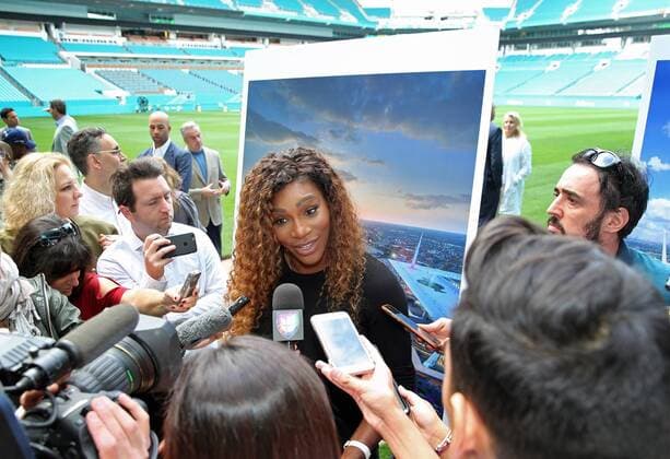 March 19, 2018 - FL, USA - Tennis superstar Serena Williams speaks to the media during the groundbreaking ceremony Monday, March 19, 2018 announcing that the Miami Open will relocate to the Hard Rock Stadium in Miami Gardens, Fla. A new beginning for the Miami Open. - ZUMAm67_ 20180319_zaf_m67_017 Copyright: xC.M.xGuerrerox