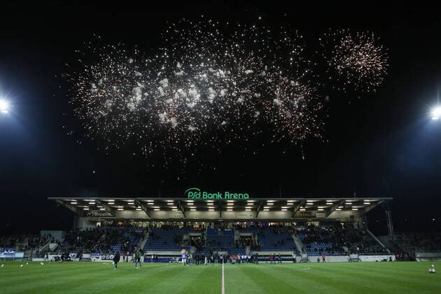 Fußball, Stadiongeschichte FSV Frankfurt Feuerwerk anlaesslich der Eroeffnung der PSD Bank Arena Frankfurt Copyright: xRoskaritzx Eibner-Pressefotox EP_kess_rrz