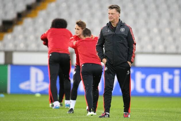 - BRUGGE, BELGIUM: Manchester s head coach Louis van Gaal pictured during a training session of British soccer club Manchester United ManU in Brugge, Tuesday 25 August 2015. Tomorrow Belgian first league soccer team Club Brugge will play the return game of the play-offs of the Uefa Champions League competition against British soccer club Manchester United FC. Manchester United won the first leg 3-1. BRUNOxFAHY x84610947x