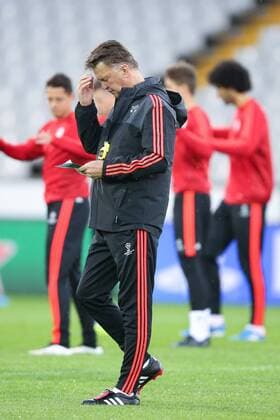 - BRUGGE, BELGIUM: Manchester s head coach Louis van Gaal pictured during a training session of British soccer club Manchester United ManU in Brugge, Tuesday 25 August 2015. Tomorrow Belgian first league soccer team Club Brugge will play the return game of the play-offs of the Uefa Champions League competition against British soccer club Manchester United FC. Manchester United won the first leg 3-1. BRUNOxFAHY x84610962x