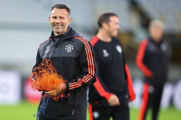 - BRUGGE, BELGIUM: Manchester s Ryan Giggs pictured during a training session of British soccer club Manchester United ManU in Brugge, Tuesday 25 August 2015. Tomorrow Belgian first league soccer team Club Brugge will play the return game of the play-offs of the Uefa Champions League competition against British soccer club Manchester United FC. Manchester United won the first leg 3-1. BRUNOxFAHY x84610982x