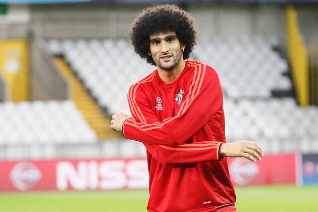 - BRUGGE, BELGIUM: Manchester s Marouane Fellaini pictured during a training session of British soccer club Manchester United ManU in Brugge, Tuesday 25 August 2015. Tomorrow Belgian first league soccer team Club Brugge will play the return game of the play-offs of the Uefa Champions League competition against British soccer club Manchester United FC. Manchester United won the first leg 3-1. BRUNOxFAHY x84611268x