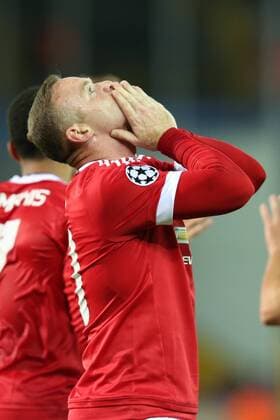 - BRUGGE, BELGIUM: Manchester s Wayne Rooney celebrates after scoring during a soccer game between Belgian first league team Club Brugge KV and British club Manchester United ManU FC in Brugge, Wednesday 26 August 2015, the return game of the play-offs of the UEFA Champions League competition. Manchester United won the first leg 3-1. BRUNOxFAHY x84637954x