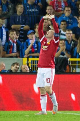 - BRUGGE, BELGIUM: Manchester s Wayne Rooney celebrates after scoring during a soccer game between Belgian first league team Club Brugge KV and British club Manchester United ManU FC in Brugge, Wednesday 26 August 2015, the return game of the play-offs of the UEFA Champions League competition. Manchester United won the first leg 3-1. KURTxDESPLENTER x84638037x