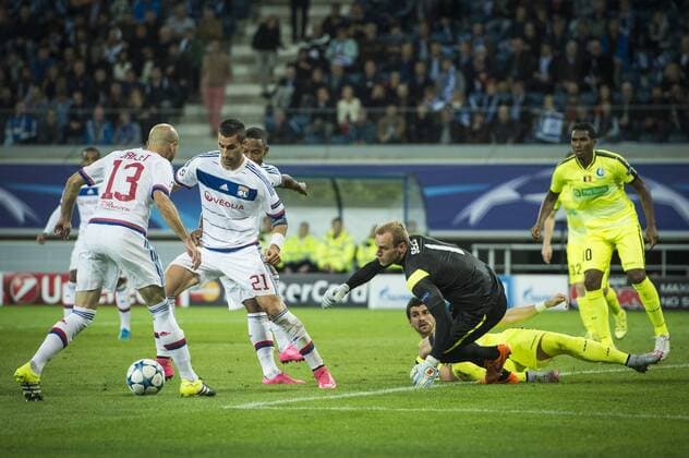 - GENT, BELGIUM: Lyon s Christophe Jallet and Gent s goalkeeper Matz Sels pictured in action during the first game in the group stage of the Uefa Champions League competition, in group H, between Belgian first league soccer team KAA Gent and Olympique Lyon, in Gent, Wednesday 16 September 2015. JASPERxJACOBS x85281362x