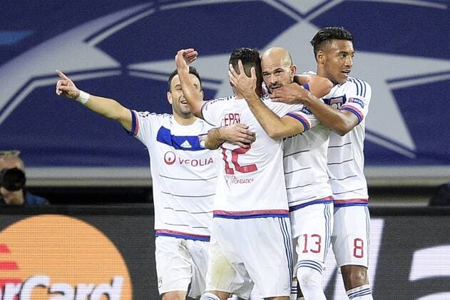 - GENT, BELGIUM: Lyon s Christophe Jallet celebrates after scoring during the first game in the group stage of the Uefa Champions League competition, in group H, between Belgian first league soccer team KAA Gent and Olympique Lyon, in Gent, Wednesday 16 September 2015. YORICKxJANSENS x85281645x