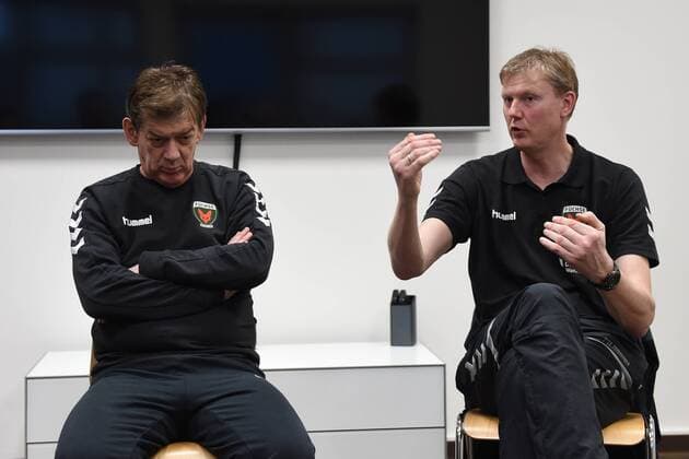 Handball, Herren, 1. Bundesliga, Saison 2017 18, Füchse Berlin, Pressegespräch, Cheftrainer Velimir Petkovic (Füchse Berlin), Koordinator Volker Zerbe (Füchse Berlin), 20.03.18, Copyright: xMichaelxHundtx xMatthiasxKochx