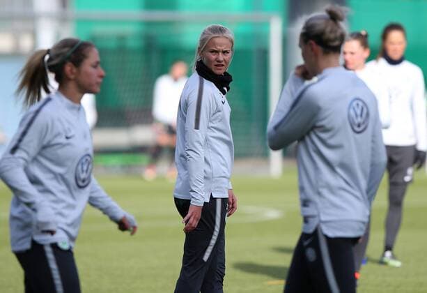 VfL vs Slavia Prag, CL Frauen, Vorberichte Wolfsburg, Deutschland 21.03.2018, FUßBALL - VfL Wolfsburg vs Slavia Prag, Training Viertelfinale, UEFA Frauen Champions League, Saison 2017-18. Bild zeigt: Pernille Harder (VfL Wolfsburg) Wolfsburg