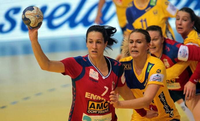 21.03.2018 Nis Serbia-Sweden European qualifiers women s handball Johanna Westberg(r) Sweden, Andrea Lekic(L) Serbia : 