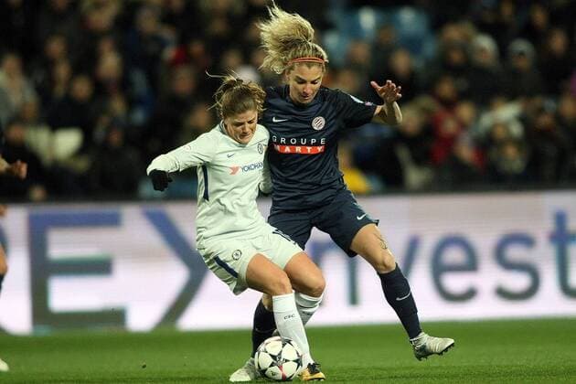 choc montpellier chelsea FOOTBALL : Montpellier Chelsea LFC- Coupe d Europe - 21 03 2018 RichardGosselin Panoramic 
