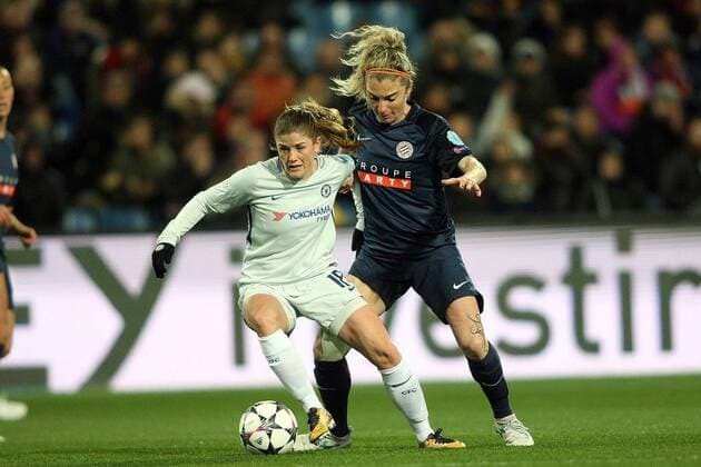 choc montpellier chelsea FOOTBALL : Montpellier Chelsea LFC- Coupe d Europe - 21 03 2018 RichardGosselin Panoramic 