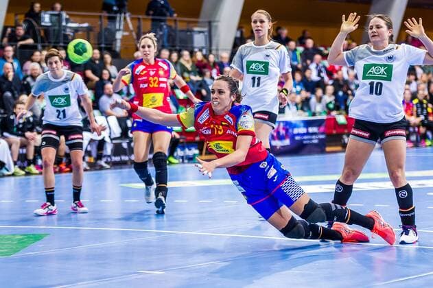 EM Quali, Deutschland - Spanien Paula Garcia Avila ( 19 Spanien) beim EM Quali, Deutschland - Spanien. Stuttgart. 21.03.18 Handball EM Quali , Stuttgart Baden Wuerttemberg Deutschland Scharrena