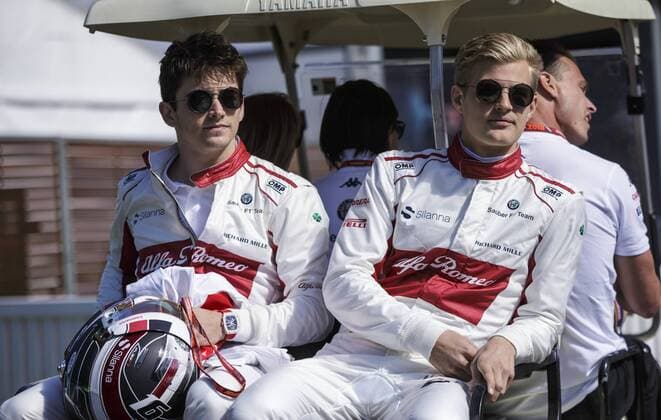 22nd March 2018, Melbourne Grand Prix Circuit, Melbourne, Australia; Melbourne Formula One Grand Prix, Arrivals and press conference PK Pressekonferenz The Alfa Romeo Sauber drivers Charles Leclerc and Marcus Ericsson  ActionPlus12003761