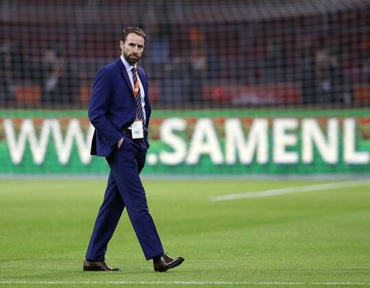 England s Gareth Southgate looks on during the International Friendly Länderspiel match at the Amsterdam Arena, Amsterdam. Picture date: March 23rd 2018. Picture credit should read: David Klein Sportimage EDITORIAL USE ONLY. No use with unauthorised audio, video, data, fixture lists, club league logos or live services. Online in-match use limited to 120 images, no video emulation. No use in betting, games or single club league player publications.