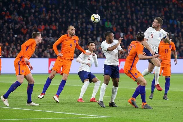 Netherlands v England International Friendly L?nderspiel Jordan Henderson of England heads for goal during the International Friendly match at Amsterdam Arena, Amsterdam Content Not Available For UK Newspapers Copyright: xPaulxChestertonx FIL-11538-0037