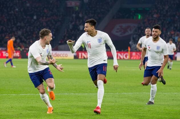 Kieran Trippier of England, Jesse Lingard of England, Alex Oxlade Chamberlain of England during the International Friendly Länderspiel match match between The Netherlands and England at the Amsterdam Arena on March 23, 2018 in Amsterdam, The Netherlands International friendly match 2017 2018 xVIxVIxImagesx xTomxBodexMultimediaxIVx 10424760
