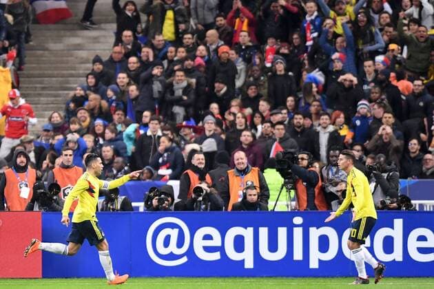 10 JAMES RODRIGUEZ (COL) - 09 RADAMEL FALCAO (COL) - JOIE FOOTBALL : France vs Colombie - Match Amical - 23 03 2018 AnthonyBIBARD FEP Panoramic 