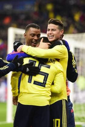 joie de Juan Fernandez Quintero apres son but sur penalty joie des joueurs de la Colombie FOOTBALL : France vs Colombie - Match Amical - St Denis - 23 03 2018 JBAutissier Panoramic 