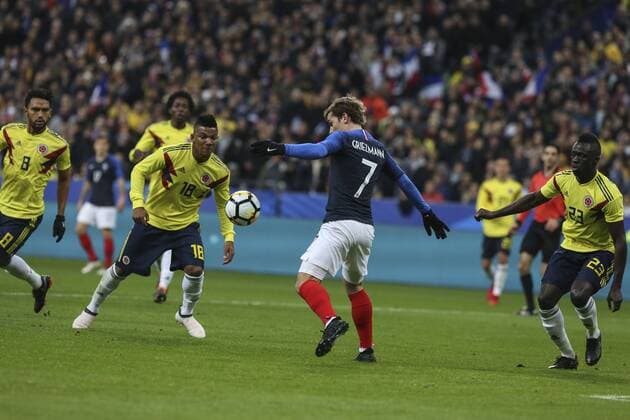 Fußball, Frankreich - Kolumbien March 23, 2018 - Saint-Denis, Ile-de-France, France - Antoine Griezmann 7; during the friendly football match between France and Colombia at the Stade de France, in Saint-Denis, on the outskirts of Paris, on March 23, 2018. France v Colombia - International Friendly Länderspiel  - ZUMAn230 20180323_zaa_n230_479 Copyright: xElyxandroxCegarrax