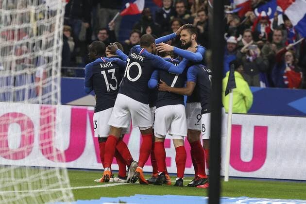 Fußball, Frankreich - Kolumbien March 23, 2018 - Saint-Denis, Ile-de-France, France - Olivier Giroud 9; goal; during the friendly football match between France and Colombia at the Stade de France, in Saint-Denis, on the outskirts of Paris, on March 23, 2018. France v Colombia - International Friendly Länderspiel  - ZUMAn230 20180323_zaa_n230_491 Copyright: xElyxandroxCegarrax
