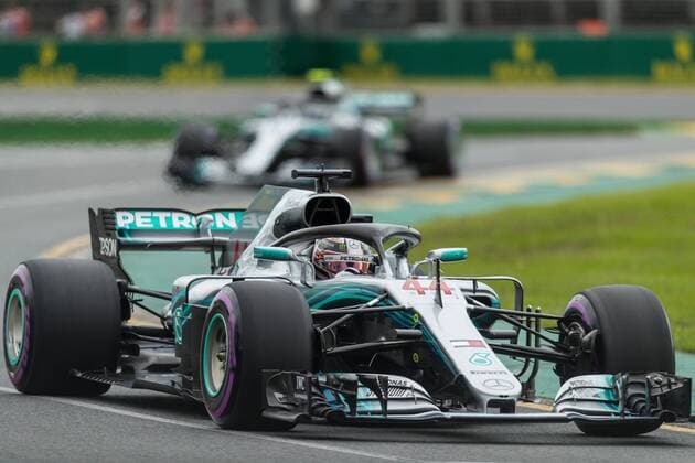 Lewis Hamilton (Mercedes AMG Petronas Formula One Team) mit seinem Auto auf der Strecke, Grosser Preis von Australien 2018, Rennen, Motorsport, Formel 1, 24.03.2018, Melbourne Copyright: xIllman Eibner-Pressefotox EP_eer