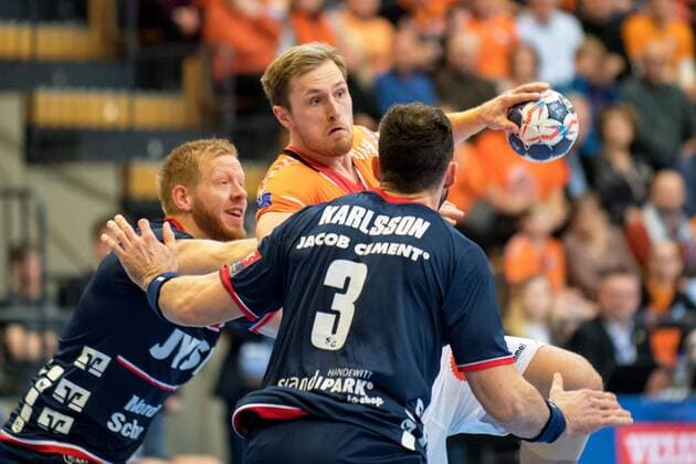 180324 Kristianstads Albin Lagergren under handbollsmatchen i Champions League mellan Kristianstad och Flensburg den 24 mars 2018 i Kristianstad. Copyright: AvdoxBilkanovic BB180324AB002