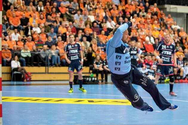 180324 Flensburgs malvakt Rasmus Lind under handbollsmatchen i Champions League mellan Kristianstad och Flensburg den 24 mars 2018 i Kristianstad. Copyright: AvdoxBilkanovic BB180324AB006