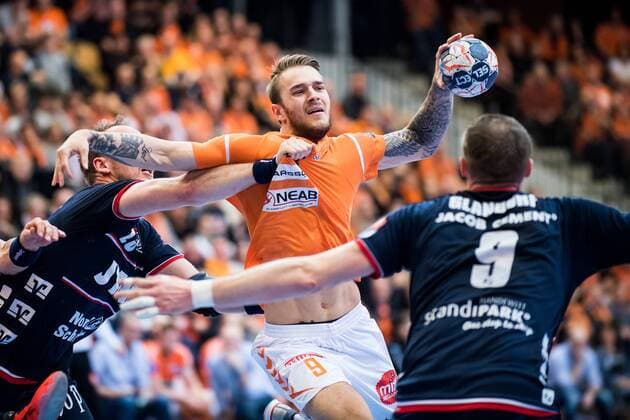 180324 Kristianstads Tore Stig Moen Nilsen under handbollsmatchen i Champions League mellan Kristianstad och Flensburg den 24 mars 2018 i Kristianstad. Copyright: AvdoxBilkanovic BB180324AB015