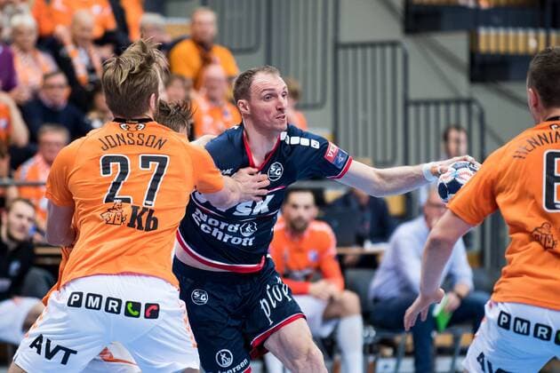 180324 Flensburgs Holger Glandorf under handbollsmatchen i Champions League mellan Kristianstad och Flensburg den 24 mars 2018 i Kristianstad. Copyright: AvdoxBilkanovic BB180324AB035