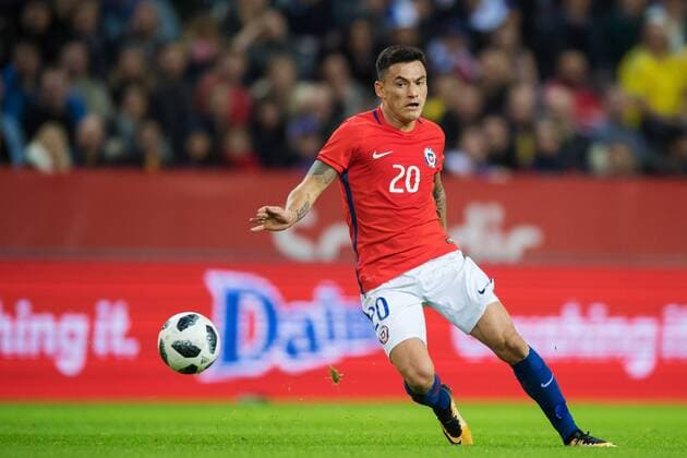 180324 Chiles Charles Aranguiz under träningslandskampen i fotboll mellan Sverige och Chile den 24 mars 2018 i Stockholm. Photo: Joel Marklund BILDBYRN kod JM 87663 Copyright: JOELxMARKLUND BB180324JM152