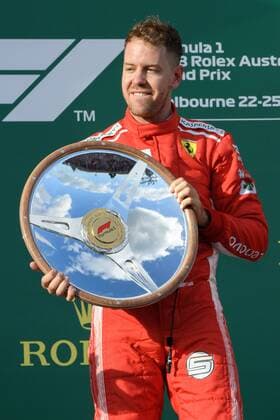 March 25, 2018: Sebastian Vettel (DEU) 5 from the Scuderia Ferrari team celebrates after winning the 2018 Australian Formula One Grand Prix at Albert Park, Melbourne, Australia. Lewis Hamilton (GBR) 44 from the Mercedes AMG Petronas Motorsport team came second and Sebastian Vettel (DEU) 5 from the Scuderia Ferrari team came third. Cal Media Formula One 2018: Australia - Race - ZUMAc04_ 20180325_zaf_c04_058 Copyright: xSydneyxLowx