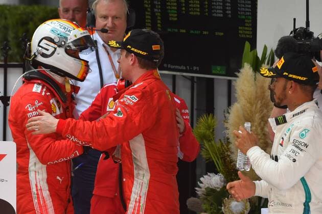 March 25, 2018: Sebastian Vettel (DEU) 5 from the Scuderia Ferrari team celebrates after winning the 2018 Australian Formula One Grand Prix at Albert Park, Melbourne, Australia. Lewis Hamilton (GBR) 44 from the Mercedes AMG Petronas Motorsport team came second and Sebastian Vettel (DEU) 5 from the Scuderia Ferrari team came third. Cal Media Formula One 2018: Australia - Race - ZUMAc04_ 20180325_zaf_c04_063 Copyright: xSydneyxLowx