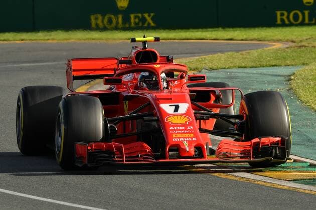 March 25, 2018: Kimi Raikkonen (FIN) 7 from the Scuderia Ferrari team rounds turn two of the 2018 Australian Formula One Grand Prix at Albert Park, Melbourne, Australia. Cal Media Formula One 2018: Australia - Race - ZUMAc04_ 20180325_zaf_c04_073 Copyright: xSydneyxLowx