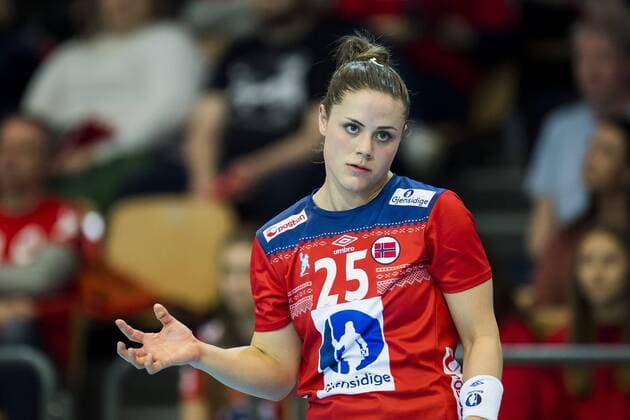 180325 Thea Mork of Norway during the 2018 European Women s Handball Championship Qualification match between Norway and Croatia on March 25, 2018 in Bekkestua. Photo: Jon Olav Nesvold BILDBYRAN kod JE 160231 Copyright: JONxOLAVxNESVOLD BB180325JE040