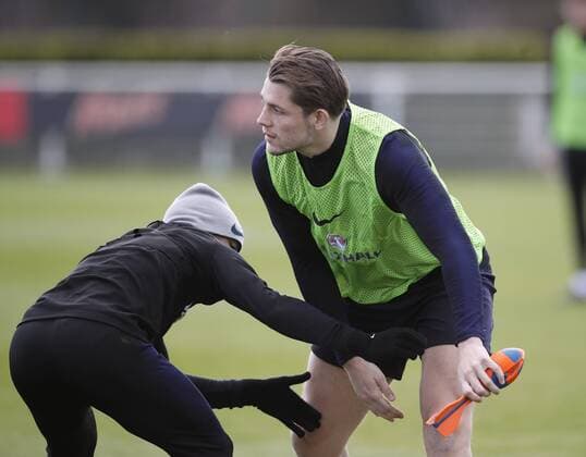 England s James Tarkowski during training at the Tottenham Hotspur Training Centre, London. Picture date: March 26th 2018. Picture credit should read: David Klein Sportimage EDITORIAL USE ONLY. No use with unauthorised audio, video, data, fixture lists, club league logos or live services. Online in-match use limited to 120 images, no video emulation. No use in betting, games or single club league player publications.