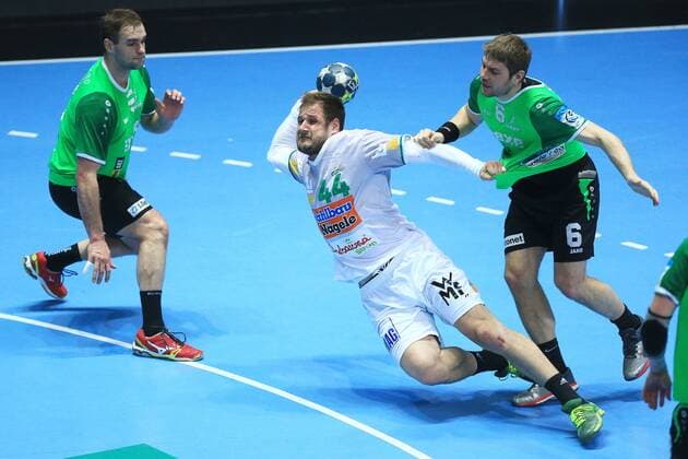 EHF cup, RK Nexe - Frisch Auf Frisch Auf Goeppingen 26.03.2018., Nasice, Croatia - EHF cup, group C, round 5, RK Nexe - Frisch Auf Goeppingen. Kresimir Kozina, Albin Eter  DavorxJavorovic PIXSELL
