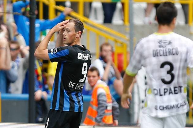- BRUGGE, BELGIUM: Club s Tom De Sutter reacts during the Jupiler Pro League match between Club Brugge KV and SV Zulte Waregem, in Brugge, Sunday 11 August 2013, on the third day of the Belgian soccer championship. BRUNOxFAHY x45164254x