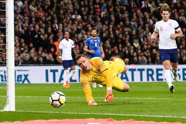 England goalkeeper Jack Butland during the International Friendly Länderspiel match at Wembley Stadium, London. Picture date 27th March 2018. Picture credit should read: Charlie Forgham-Bailey Sportimage EDITORIAL USE ONLY. No use with unauthorised audio, video, data, fixture lists, club league logos or live services. Online in-match use limited to 120 images, no video emulation. No use in betting, games or single club league player publications.